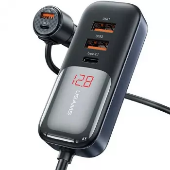 Chargeur de voiture USAMS C40 3xUSB+2xUSB-C 165W PD+QC charge rapide noir CC213CC01 (US-CC213)