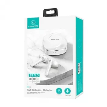 Écouteurs true wireless stéréo Bluetooth 5.0 USAMS SDseries BHUSD01, blancs