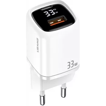 Chargeur mural USAMS 33W USB-C + USB-A PD3.0 QC3.0 charge rapide blanc CC152TC02