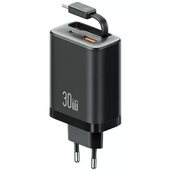 Chargeur mural USAMS Xiang Series CC296 30W avec USB-C et USB-A, noir