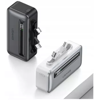 Batterie externe USAMS XB-Series CD233 5000mAh PD 20W avec câble USB-C / Lightning argent