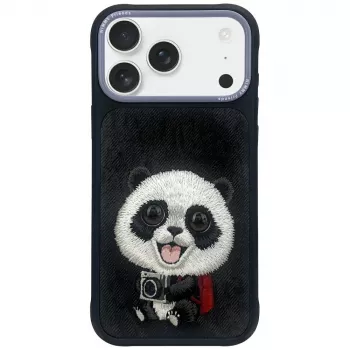 Coque Nimmy Big Eyed Pet 2.0 Panda pour Apple iPhone 17 Pro, noire