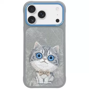Coque Nimmy Big Eyed Pet 2.0 Cat pour iPhone 17 Pro, grise