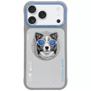 Coque MagSafe Nimmy Glasses Cool Dog pour Apple iPhone 17 Pro, gris