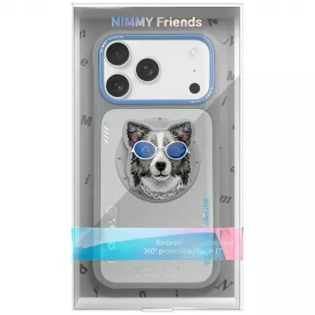 Coque MagSafe Nimmy Glasses Cool Dog pour Apple iPhone 17 Pro, gris