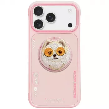 Coque MagSafe Nimmy Glasses Cool Dog pour iPhone 17 Pro rose