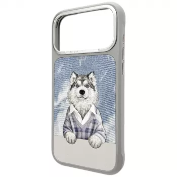 Coque MagSafe Nimmy Gentle Pets Series Dog pour iPhone 17 Pro Max, gris