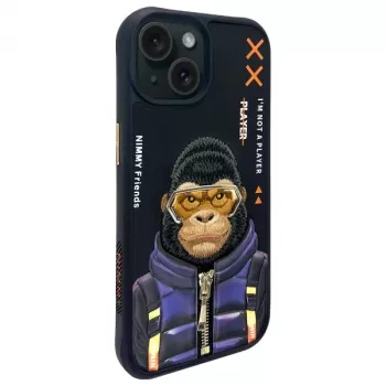 Coque arrière Nimmy Cool&Cute 2.0 Monkey pour Apple iPhone 15 6,1 inch, noire