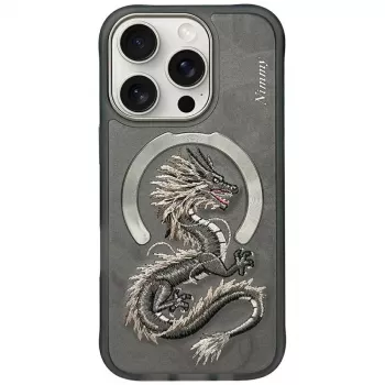Coque MagSafe Nimmy Dragon pour iPhone 16 Pro Max, grise