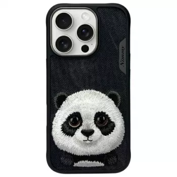 Coque Nimmy Big Eyed Pet 2.0 Panda pour Apple iPhone 16 Pro 6,3 inch, noire