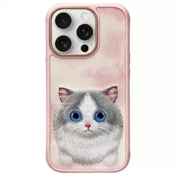 Nimmy Big Eyed Pet 2.0 Cat étui pour Apple iPhone 16 Pro Max 6,9 pouces - rose