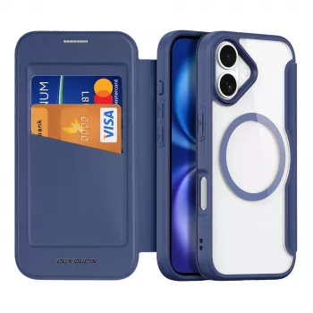 Étui portefeuille DUXDUCIS Skin X Pro pour Apple iPhone 17 Air avec MagSafe et emplacement pour carte - bleu