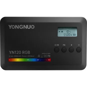Lumière vidéo LED RGB Yongnuo YN120, bi-couleur 2500K-9900K, 12W, batterie intégrée, USB-C