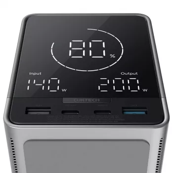 Batterie externe CUKTECH 300W 40000 mAh avec charge sans fil 2x USB-C + 2x USB-A noire