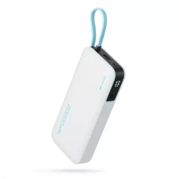 Batterie externe CUKTECH CUKP200NGLLG 55W 20000mAh avec câble USB-C intégré - blanche