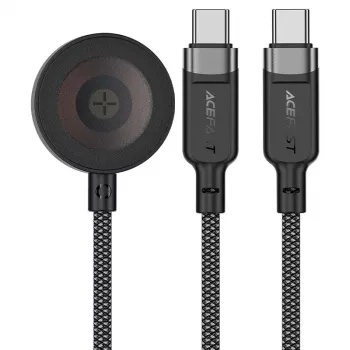 ACEFAST C6-11 3-in-1 USB-C to 2x USB-C & Qi Wireless Charging Cable, 100W, 1.2m, Black