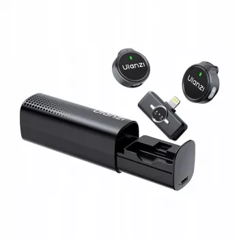 Micro-cravate sans fil double ULANZI A21 pour iPhone Lightning, portée 100 m, boîtier de charge