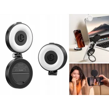 ULANZI LM23 Lampe vidéo LED avec miroir et support MagSafe, 6W Bi-Color 2500K-9000K, batterie 2000mAh, USB-C, noir