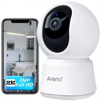 Caméra Wi-Fi intérieure Arenti P2T 3MP/2K avec rotation/inclinaison et mode confidentialité