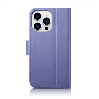 iCarer Wallet Case 2in1 for iPhone 14 Pro, Leather Folio with RFID Blocking, Light Purple (WMI14220726-LP)