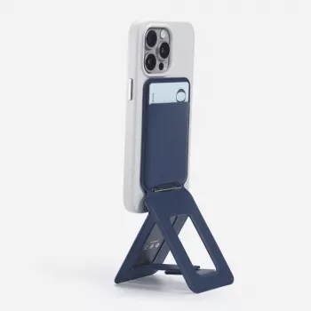 Portefeuille et support de téléphone magnétiques MagSafe Moft Movas Snap Tripod - bleu marine