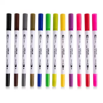 Feutres pinceaux à double pointe LOKLiK - 12 couleurs