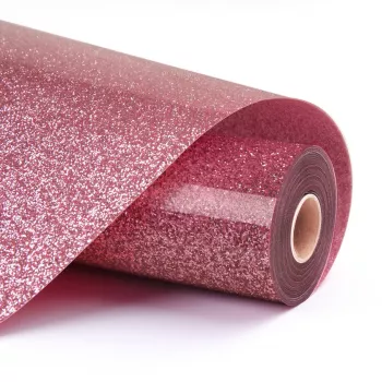 LOKLIK Vinyle thermocollant pailleté - Rose - 30,5 x 90 cm
