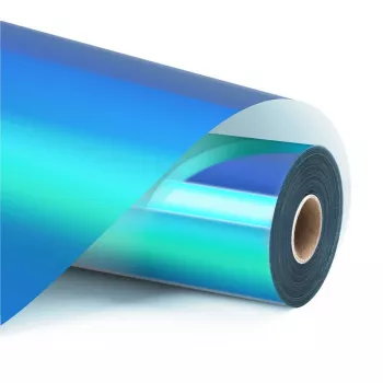 LOKLIK Film vinyle adhésif permanent holographique - Bleu eau - 30,5 x 90 cm