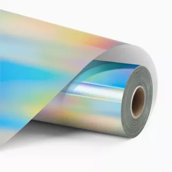 LOKLiK Film vinyle adhésif permanent holographique - Argent iridescent - 30,5 x 90 cm