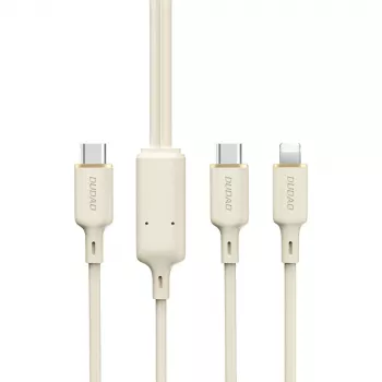 Dudao L7SF Câble 2-en-1 USB-C vers USB-C / Lightning 100W 1,2m beige