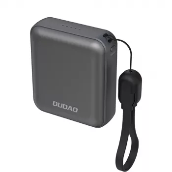 Dudao K22+ Batterie externe ultra-compacte 10000mAh 22.5W USB-C avec dragonne/câble - Gris