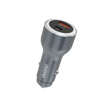 Dudao R4Ultra 120W Car Charger Power Delivery Quick Charge LED USB-A USB-C Grey