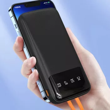 Dudao K6Pro Universal Power Bank 10000mAh with USB, USB-C, Lightning Cable Black (K6Pro-black)