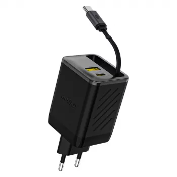 Dudao A67EU Chargeur GaN 67W avec câble USB-C rétractable intégré, Power Delivery Quick Charge - Noir