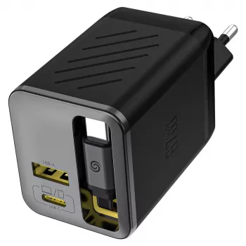 Dudao A67EU Chargeur GaN 67W avec câble USB-C rétractable intégré, Power Delivery Quick Charge - Noir