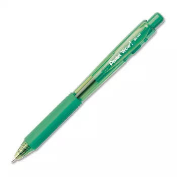 Stylo à bille rétractable Pentel WOW! - encre verte - pointe moyenne 1,0 mm - corps transparent avec accents verts
