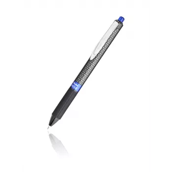 Stylo gel rétractable Pentel K497-C - Encre bleue - Pointe aiguille 0,5 mm - Corps noir - 1 pack