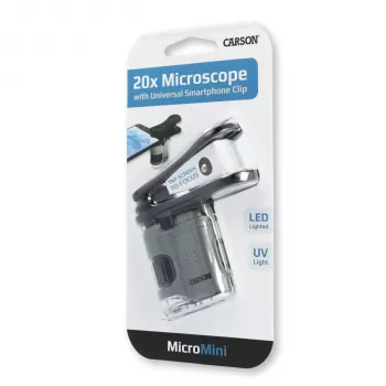 Microscope portable de poche Carson MicroMini 20x avec éclairage LED - noir