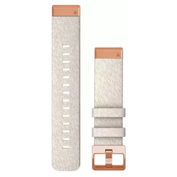 Bracelet de montre Garmin QuickFit 20 mm en nylon pour fenix 5S/5S Plus/6S/7S, Cream avec boucle or rose, 010-13102-09
