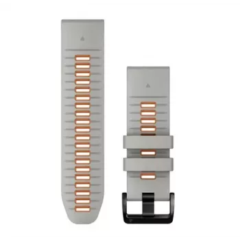 Bracelet de montre en silicone Garmin QuickFit 26 mm, Mist Grey/Orange (010-13281-02)