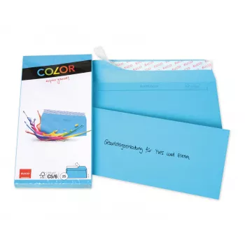 Enveloppe couleur ELCO C5/6 (114 x 229 mm), sans fenêtre, autocollante, 100 g/m², bleu, 25 pièces (74617.32)