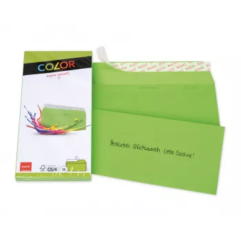 Enveloppe couleur ELCO C5/6 (114 x 229 mm), sans fenêtre, autocollante, 100 g/m², vert intense, 25 pièces (74617.62)
