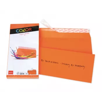 Enveloppe couleur ELCO C5/6 (114 x 229 mm), sans fenêtre, autocollante, 100 g/m², orange, 25 pièces (74617.82)