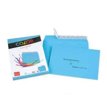 Enveloppe couleur ELCO C5 (162 x 229 mm), sans fenêtre, autocollante, 100 g/m², bleu intense, 25 pièces (74618.32)