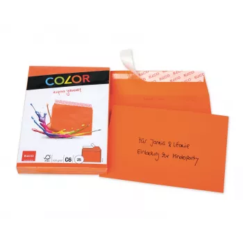 Enveloppe couleur ELCO C6 (114 x 162 mm), sans fenêtre, autocollante, 100 g/m², orange, 25 pièces (74634.82)