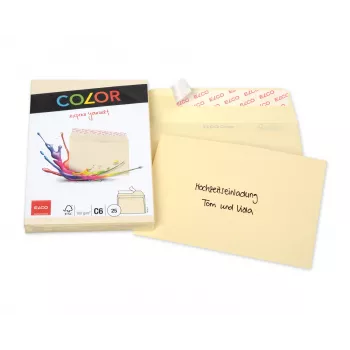 Enveloppe couleur ELCO C6 (114 x 162 mm), sans fenêtre, autocollante, 100 g/m², chamois, 25 pièces (74634.41)