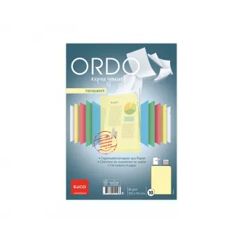 ELCO Ordo pochette de classement transparente A4, 220 x 310 mm, 80 g/m², jaune, 10 pièces (73696.74)