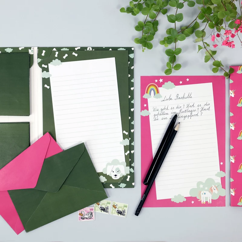 Papier à lettres Artoz Papier 334001-03 avec enveloppes, Unicorn pink (env. DIN A5), 80 g/m², 1 paquet