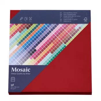 Artoz Mosaic enveloppes carrées rouge feu sans fenêtre gommées lot de 20 (155x155 mm, 100 g/m²)