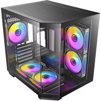 Antec CX M2 ARGB B Boîtier tour Micro-ATX, noir, verre trempé, 5 ventilateurs ARGB 120mm
